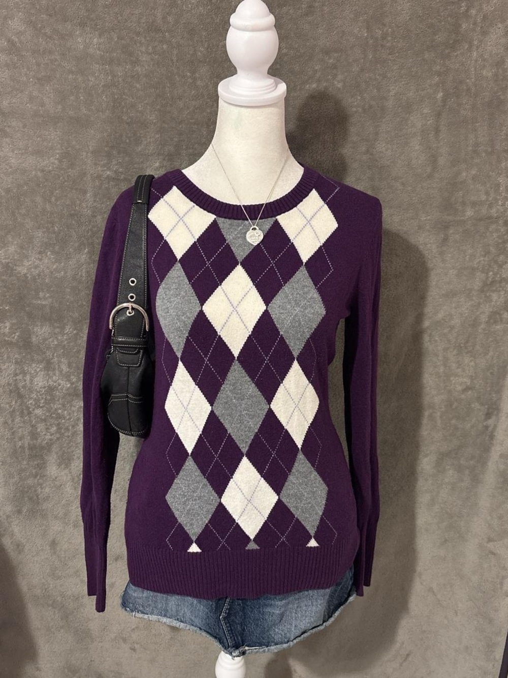 Purple and Grey Preppy Argyle Merona Sweater